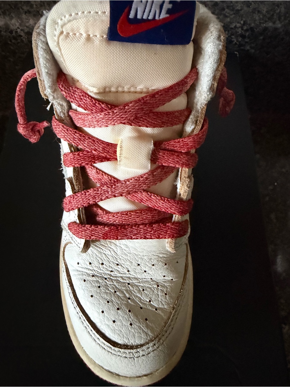Nike Kids Cream Sneaker with Red Laces